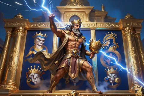 Gates of Olympus Slot mit Zeus und Blitzen &uuml;ber goldenem Tempel im OnlySpins Casino